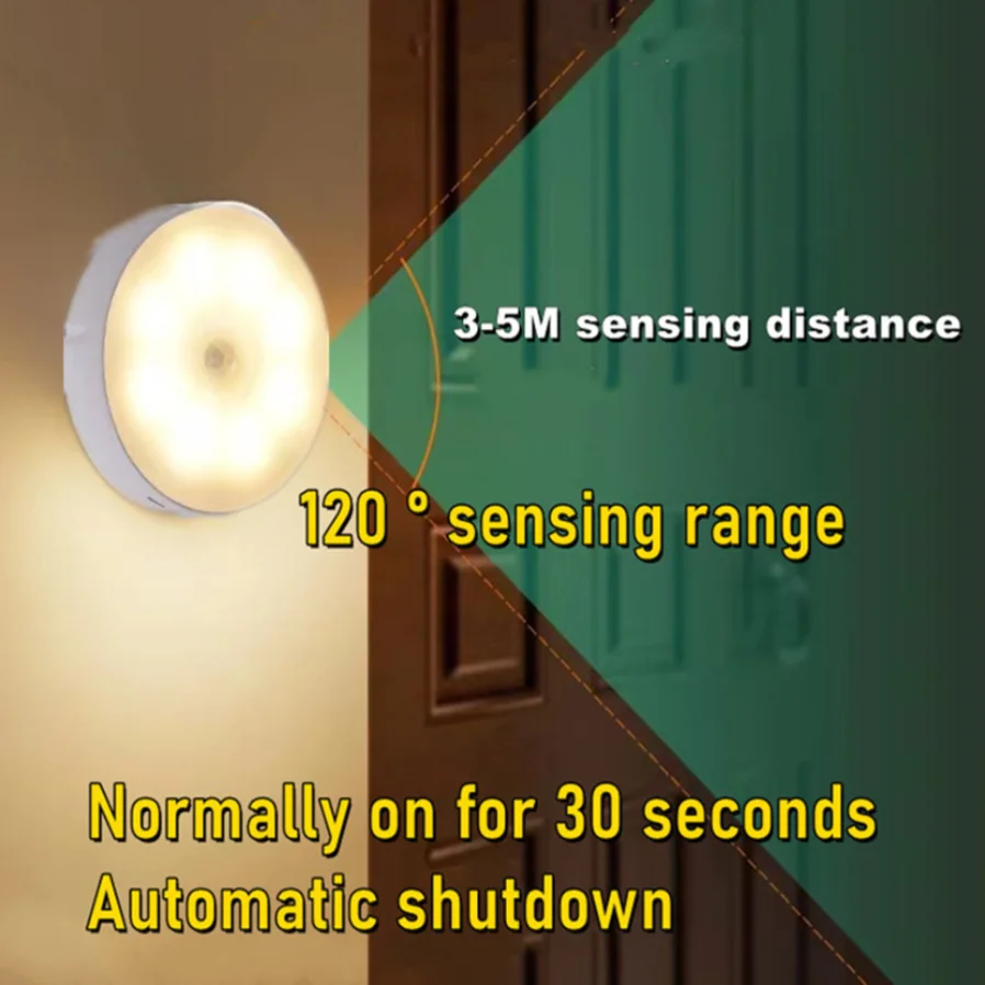 With switch Bedroom Lamp Motion Sensor LED Night Light USB Rechargeable Energy-saving Automatic Wall-Mounted Body Induction Lamp