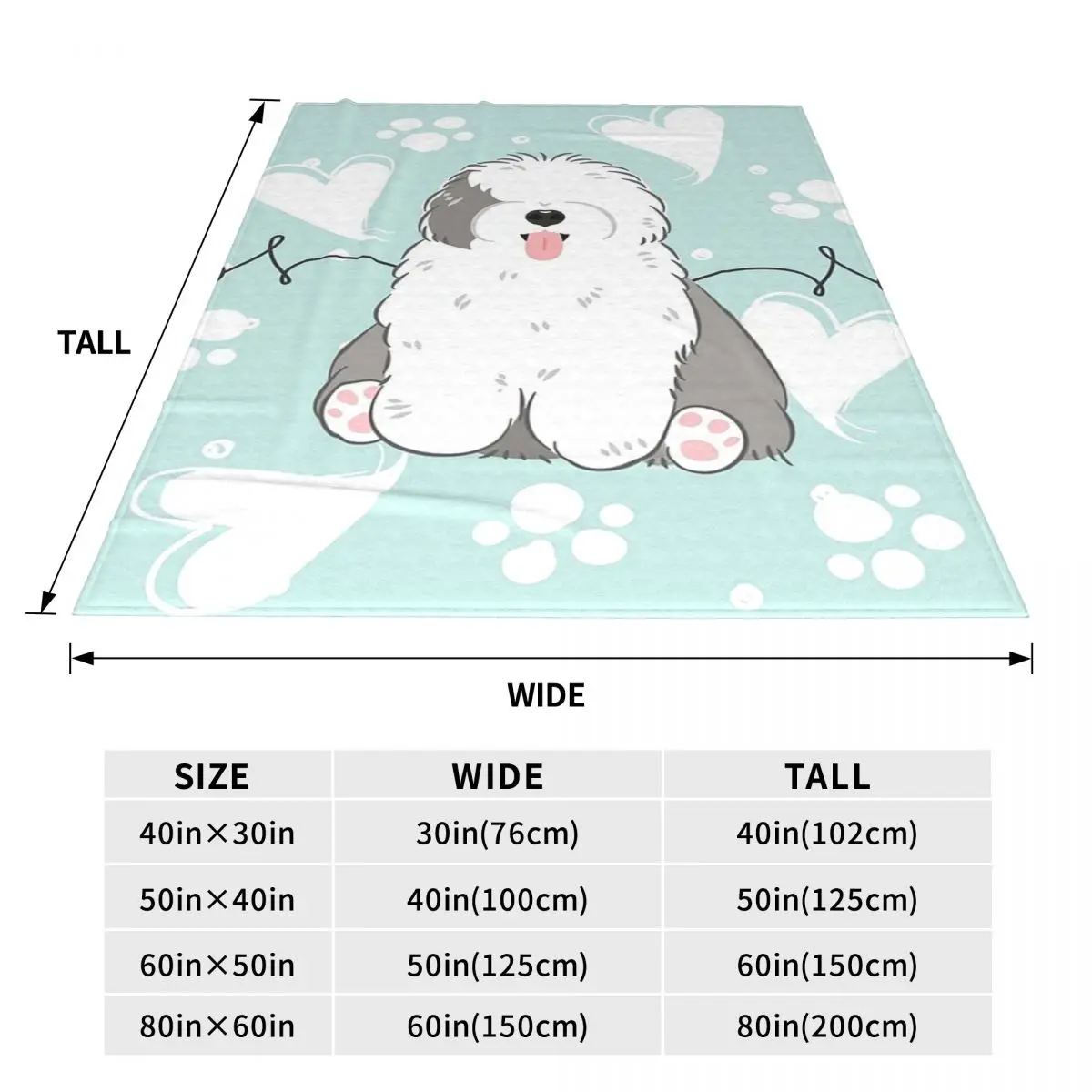 Love Old English Sheepdog Blankets Flannel Sofa Throw Blanket Lightweight for Home Bedroom Office Throws Bedspread Quilt
