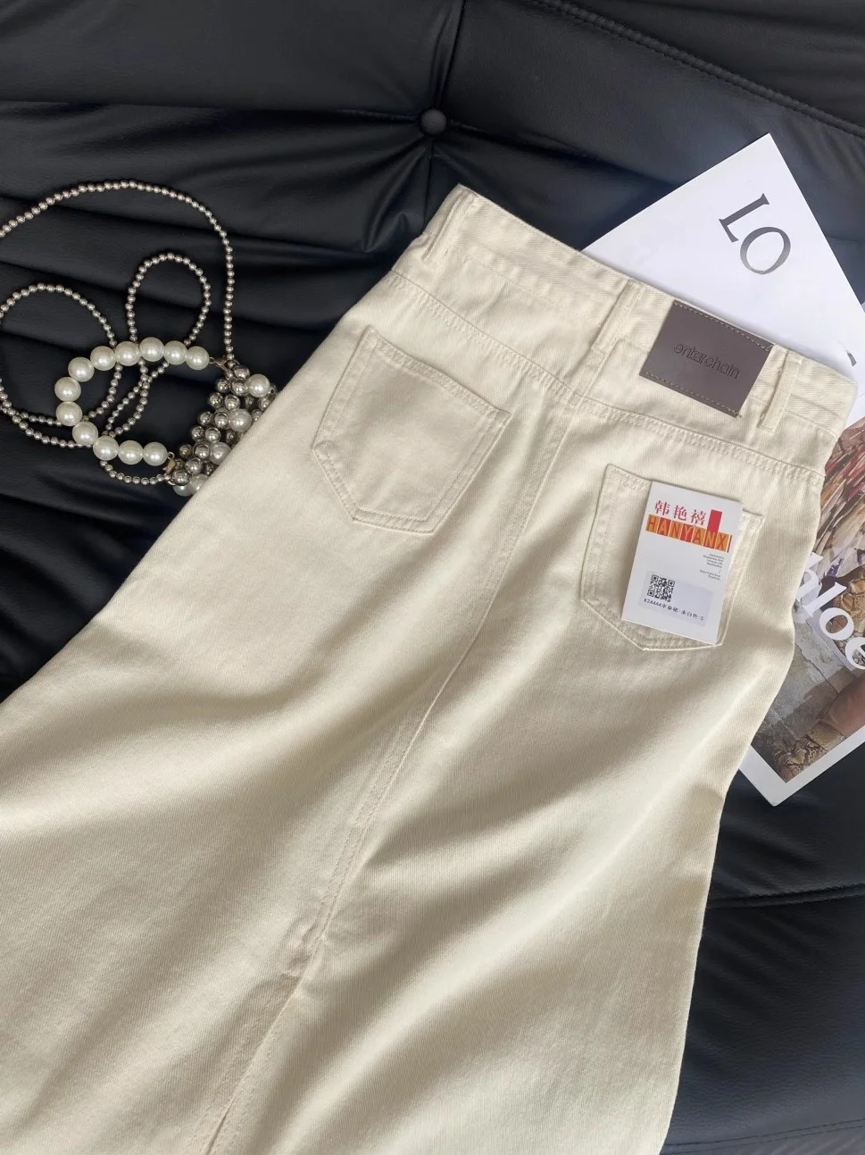 Fashion High Waist Slit Denim  Skirt Women's New 2026 Beige Small Size Bodycon mid Length A-Line Skirt Korean Style