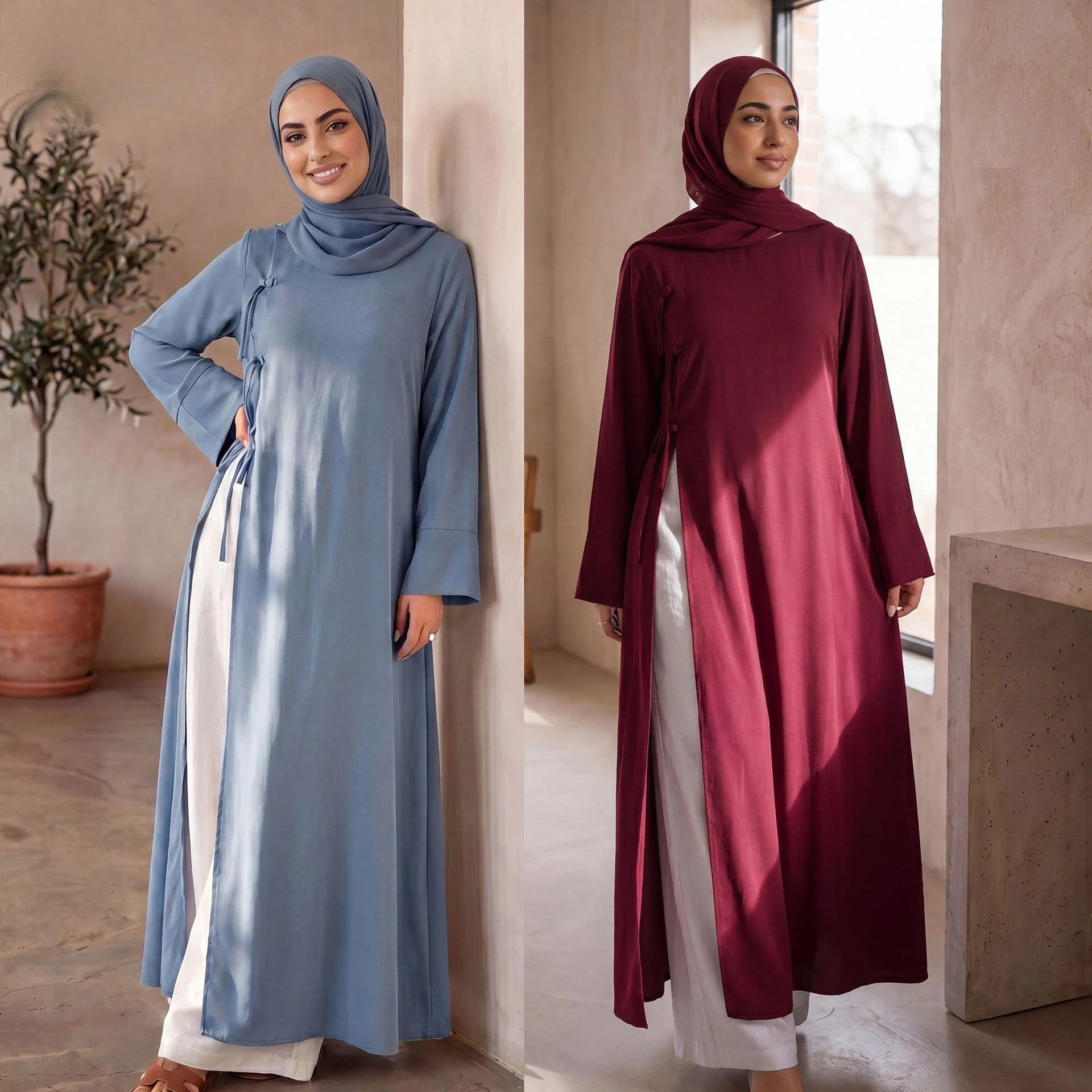 Eid Women Top Blouse Muslim Modest Long Tops Lace Up Round Collar Abayas Ramadan Morocco Maxi Robe Dubai Islam Arab Kaftan 2026