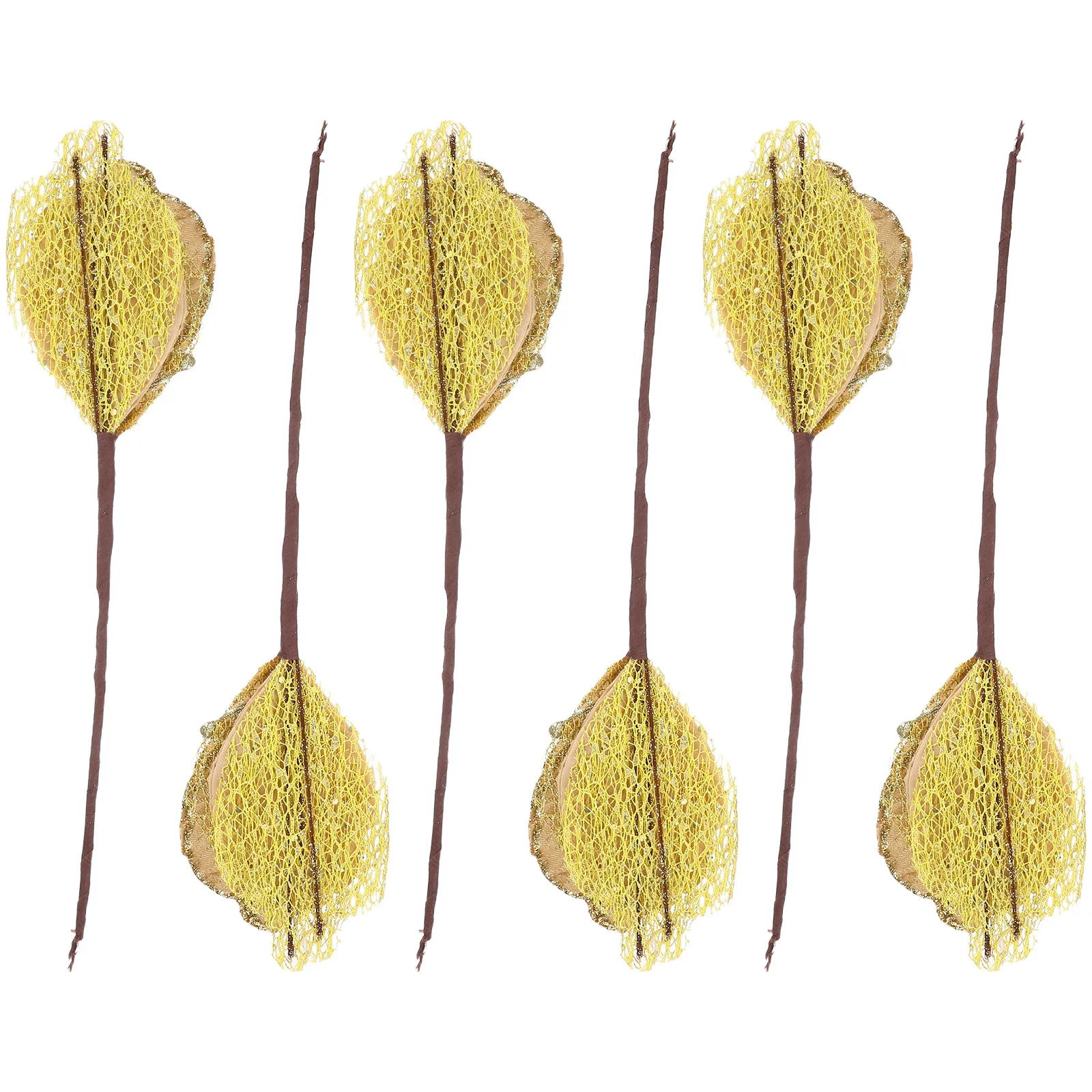 

6pcs Artificial Glitter Branches Christmas Flowers Picks For Diy Holiday Decorative Arrangement Fake Leaves Stem Wreath