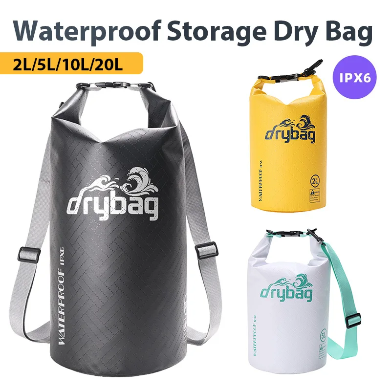 Dry PVC Waterproof Bag for Men and Wome 2L/5L/10L/20L Storage Pack Pouch For Swimming Trekking Rafting Boating Kayaking Rafting