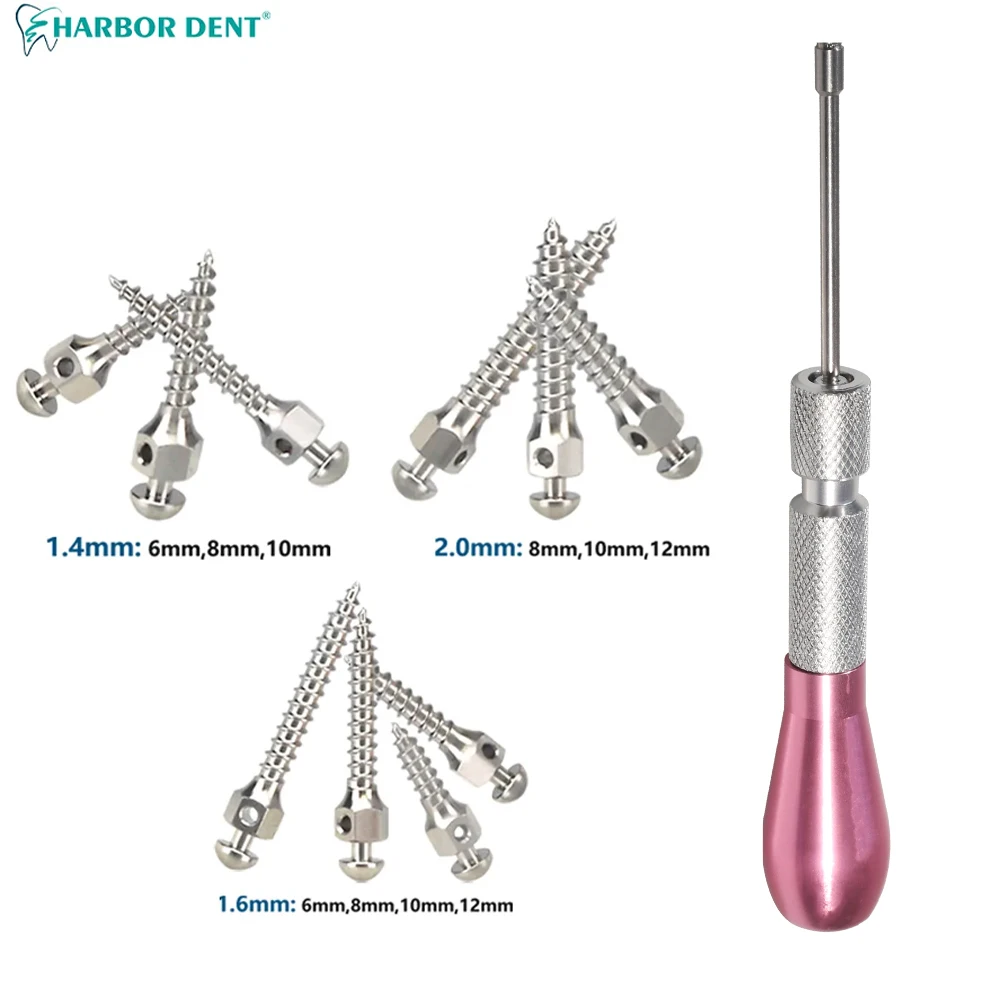 Dental Mini Orthodontic Matching Screwdriver + 5 Pcs Mini Implants Micro Screw 1.4/1.6/2.0 Size Titanium Self Drilling Screw