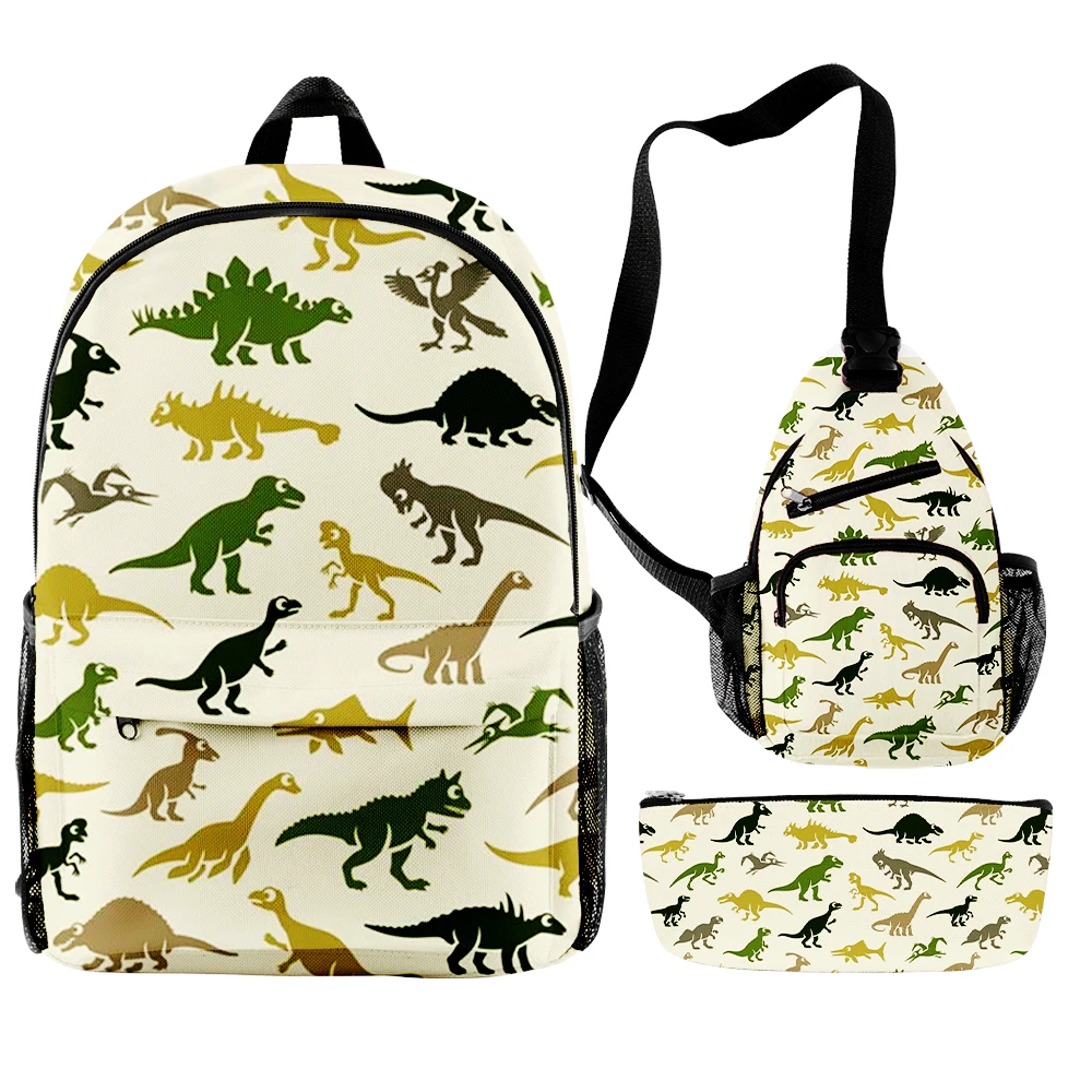 

Fashion Youthful dinosaur 3pcs/Set Backpack 3D Print Bookbag Laptop Daypack Backpacks Chest Bags Pencil Case