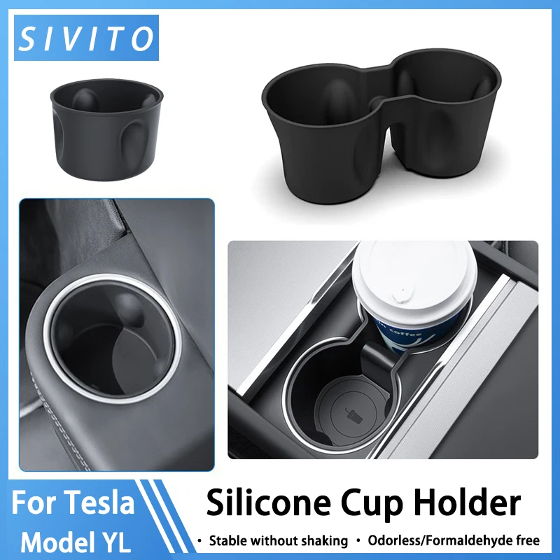 For Tesla Model YL 2026+ Silicone Center Console & 3nd Row Water Cup Holders Water Cup Limiter Automotive Interior Accessories