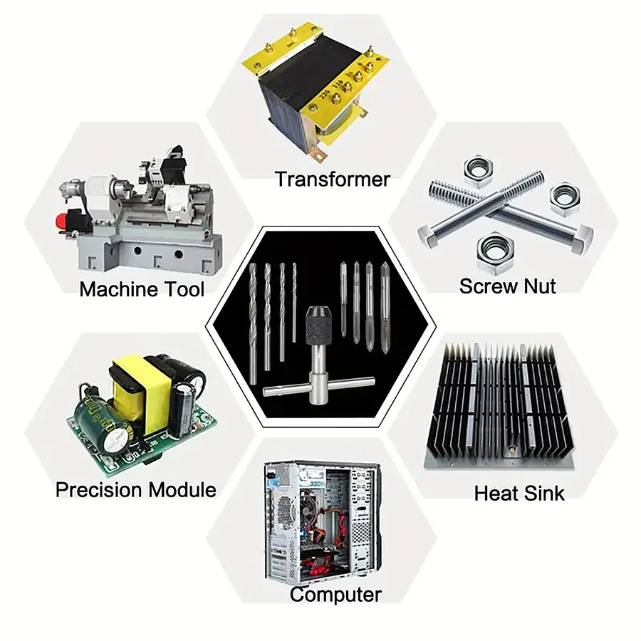 3mm-6mm T자형 탭 렌치, 핸드 탭 M3-M8 태핑 스크루 드라이버 렌치, 스레드 태핑 핸드 툴 세트, 5 개