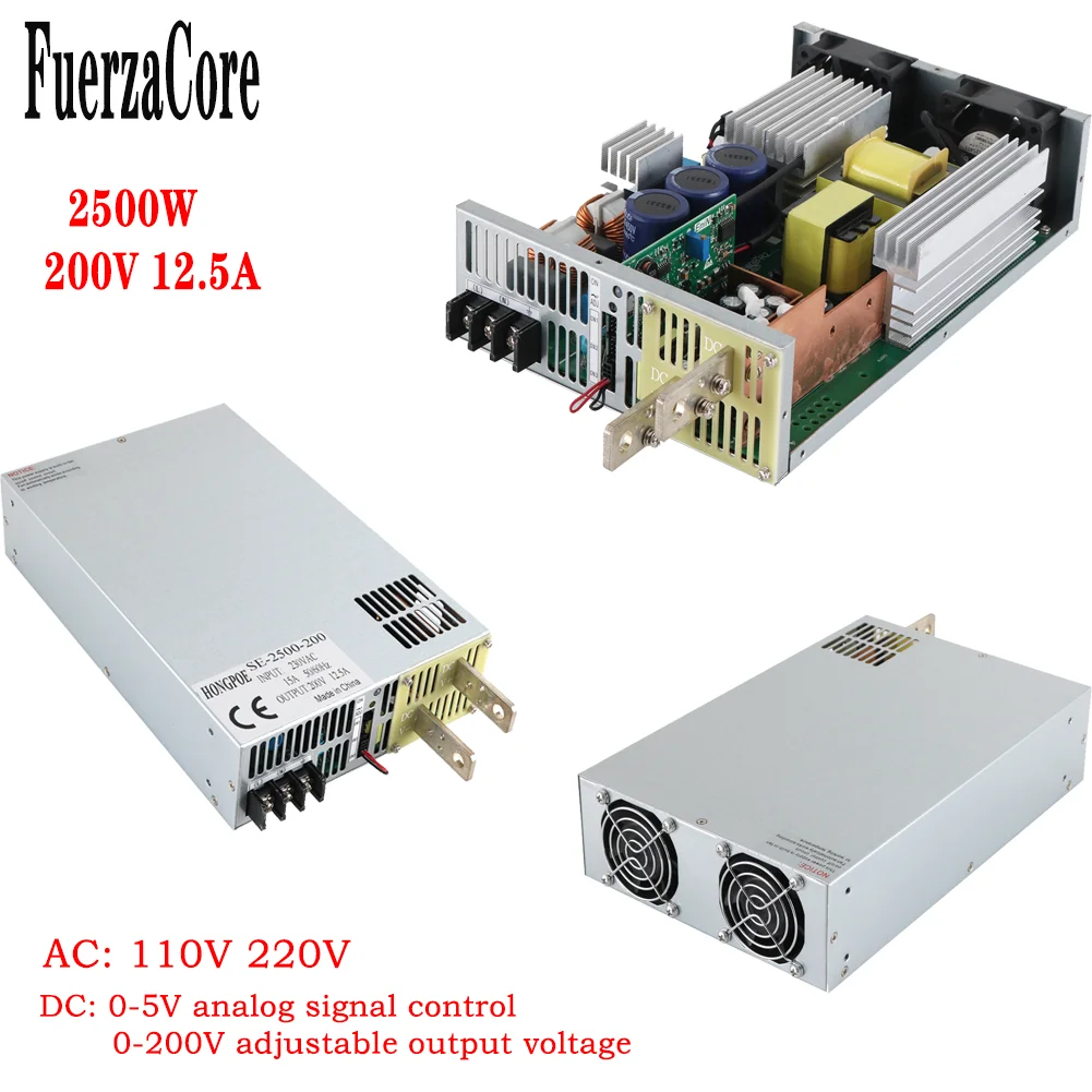

2500W 200V SMPS 0-200VDC Adjustable 0-5V Analog Signal Control 220V AC-DC 200V Transformer Motor LED Solar Industrial Automation