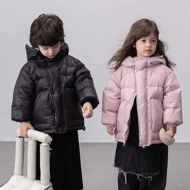 Winter Thickened Coat Children's Warm Down Jacket Boys Hooded Fashion Outerwear Girls Autumn Casual Loose Parkas Kids Clothing 2