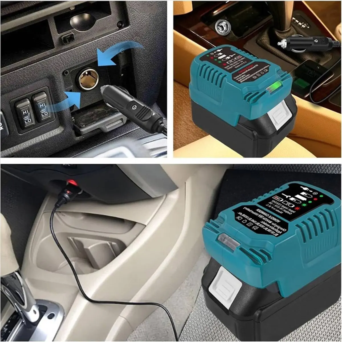 

A23PBG 3X для аккумуляторов Maikta BL1830 BL1840 BL1850 BL1840B BL1815 18В Li-Ion: мини-зарядное устройство для прикуривателя автомобиля