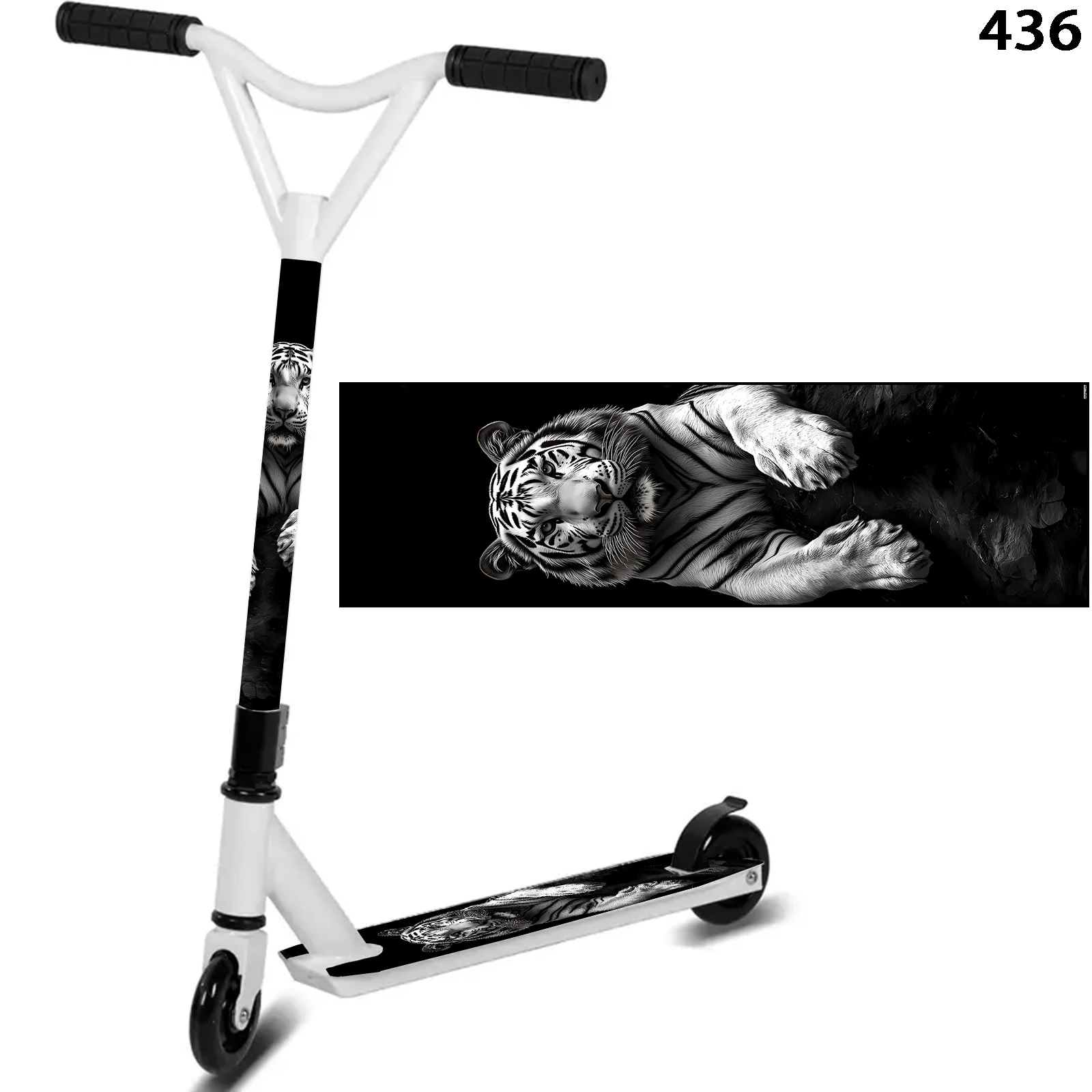 

1 Pcs Black & White Tiger Scooter Sticker, Skateboard Sticker, Scooter Foot Mat Sticker, Personalized Cool DIY for Scooter