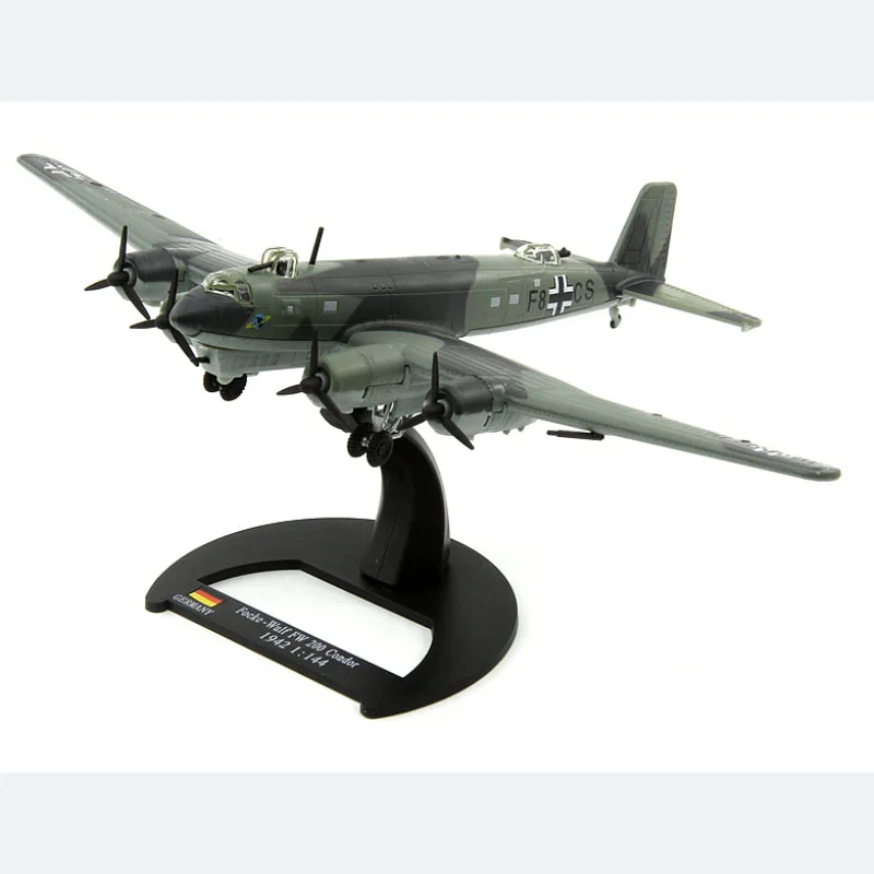 Diecast Metal 1/144 Scale ww2 German FW200 Reconn aissance Aircraft Alloy Material Simulation Bomber Model Collection