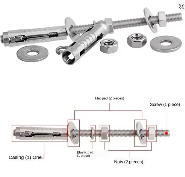 Stainless Steel Expansion Bolts Extended Expansion Anchors Long Wall Ceiling Screws M6 M8 M10 M12