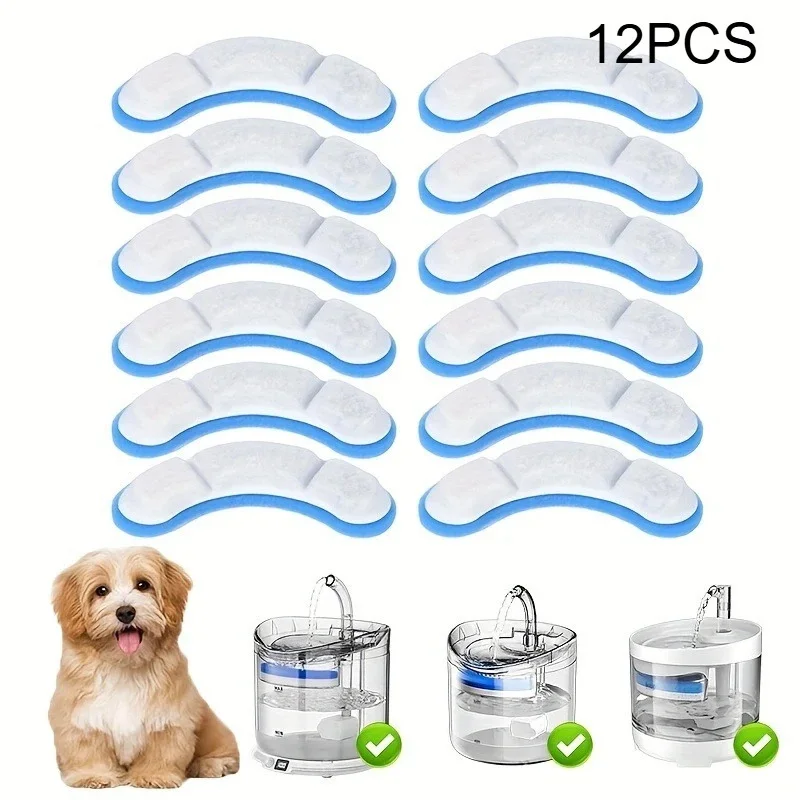 6/12pcs Cat Water Fountain Replacement Activated Carbon Filter For Pet Drinking Bowl Auto Drinking Filter Element Accessories