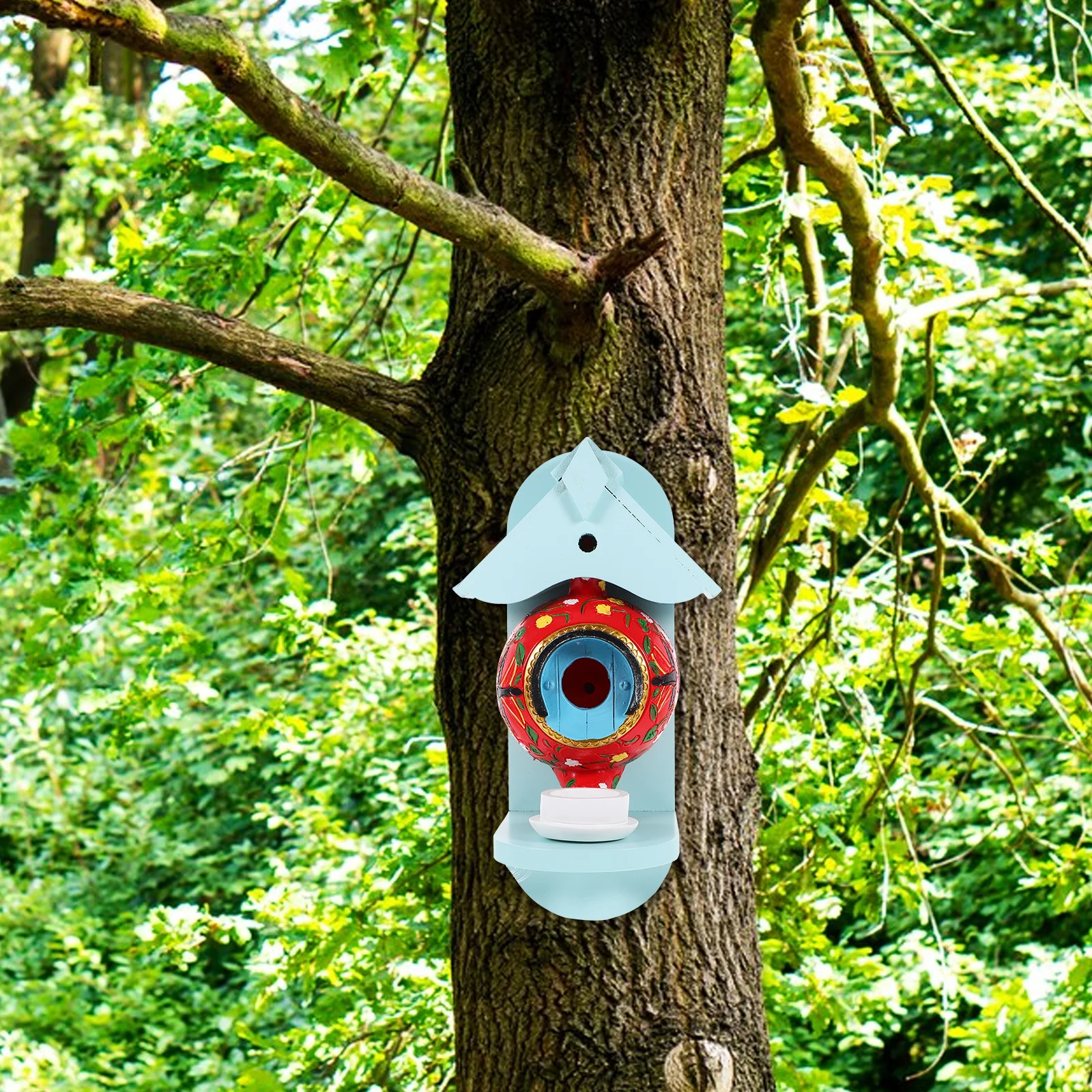 

Teapot Shaped Bird House and Feeder 1Set Sturdy Material Visually Appealing Decorative Garden Patio Backyard Nesting Box