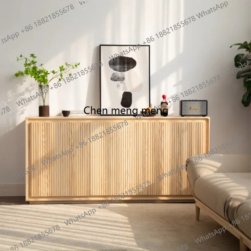 M02 restaurant storage locker Modern Nordic living room dining side cabinet Japanese-style log simple custom gate solid wood cab
