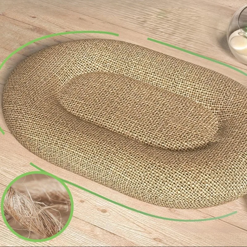 New Oval Cat Scratcher Pads Sisal Cat Scratching Board Household Kitten Bed Nest Bite- Resistant Chew Toy Pet Training Supplies