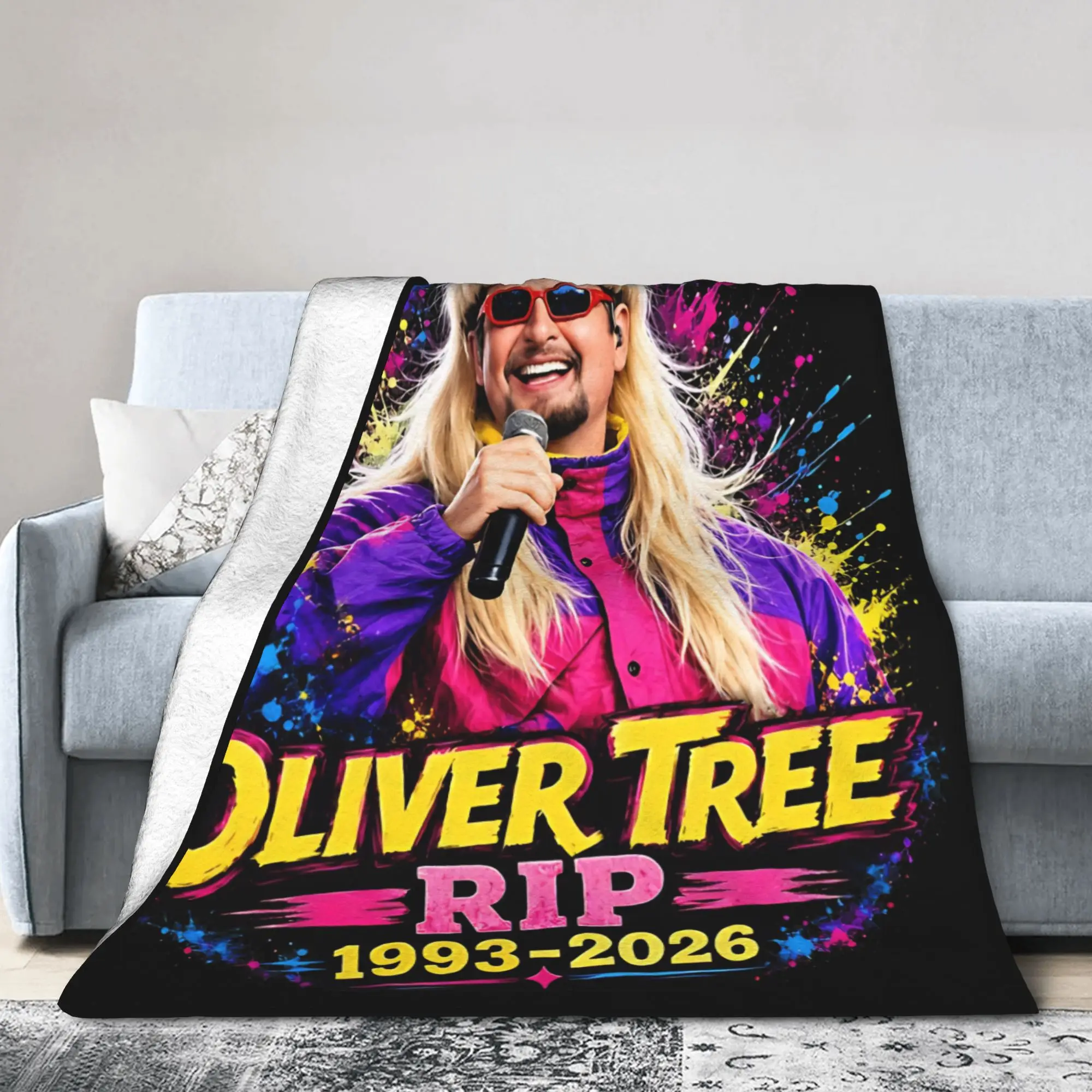 Oliver Tree Rest In Peace 1993 to 2026 Memorial Blanket  Flannel Funny Soft Throw Blankets for Bedding Lounge Summer