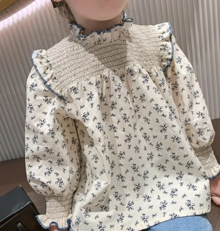 Girls' Shirts, Cotton Fashionable Korean Style Spring and Autumn Stylish Princess Tops for Kidsren Aged 3-6 Years Old, New Products for Kidsren's Clothing