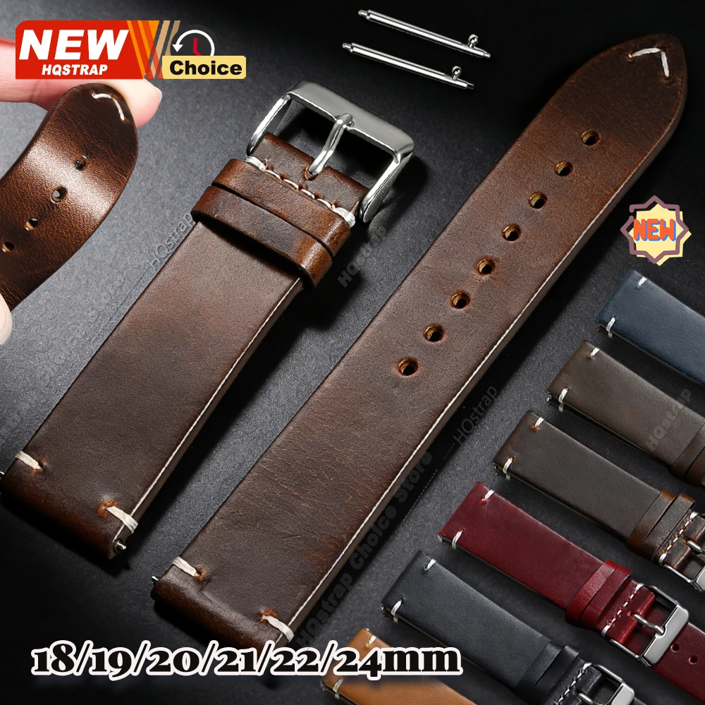 Ölwachs-Uhrenarmband 18mm 19mm 20mm 21mm 22mm 24mm für Seiko Handgefertigtes Armband für Rolex Smartwatch Lederarmband mit Schnellverschluss