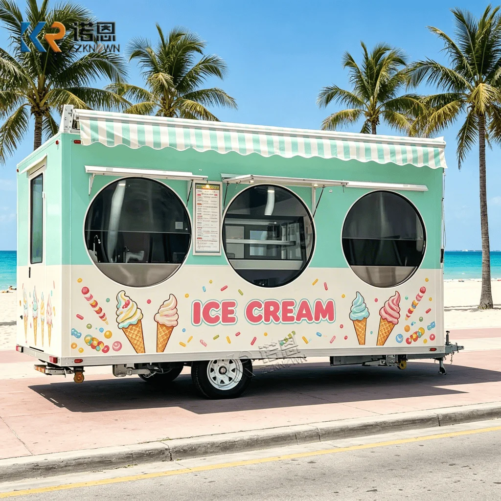 Customized Food Truck Rolling Cart Fast Food Machine Snow Cone Trailer Food Cart Cooking Trailer Hamburger Carts