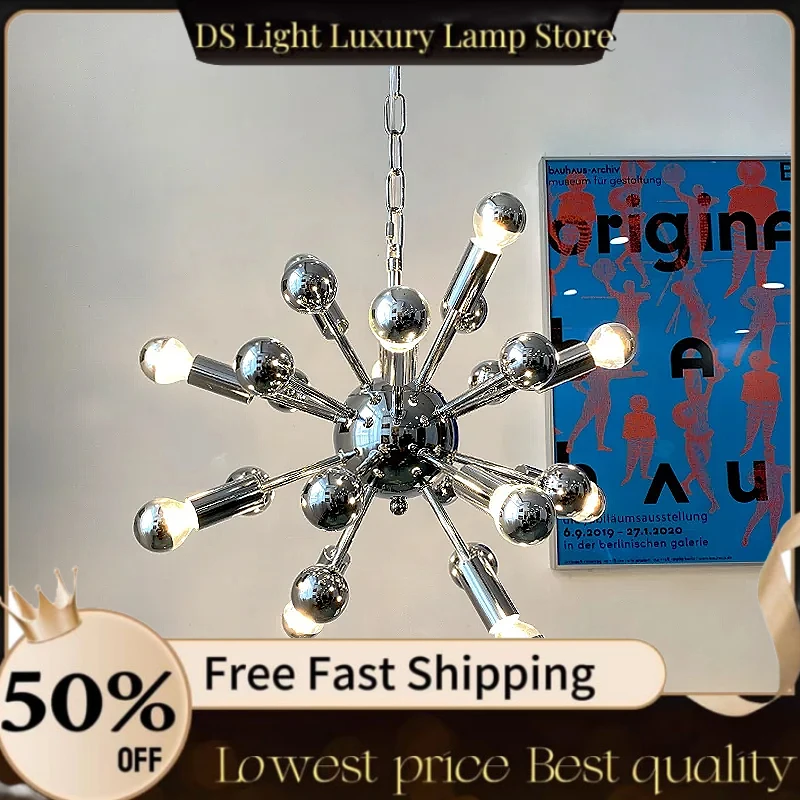 

Vintage Atomic Led Ceiling Chandelier Retro Chrome Restaurant Ceiling Lamp Living Room Bedroom Pendant Lights Room Decor Lustre