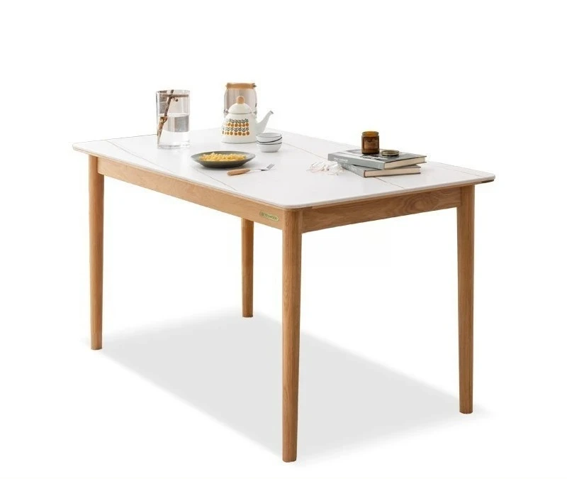 A solid wood rock slab dining table household log rectangular dining table