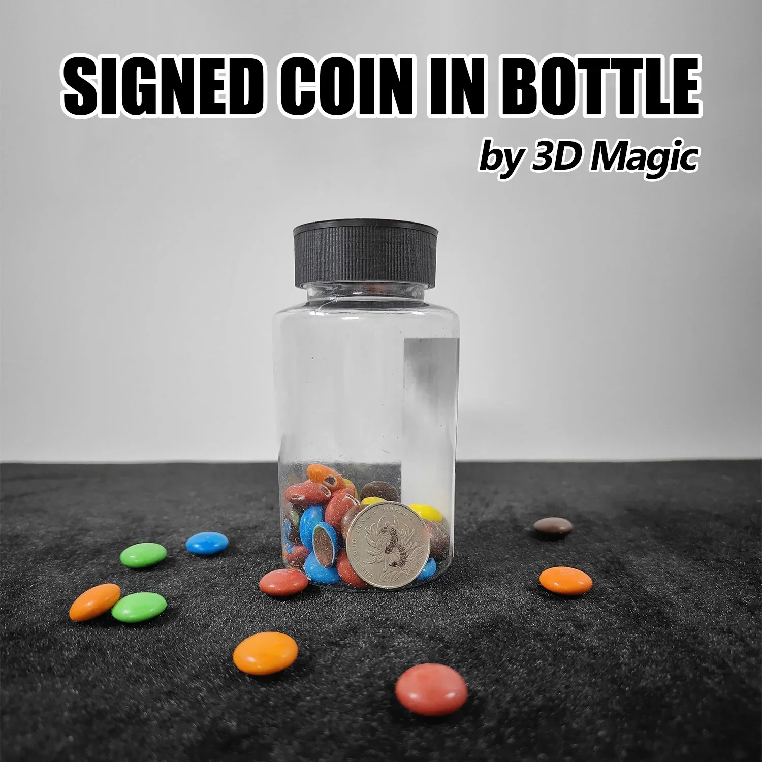 Signed Coin in Bottle by 3D Magic Tricks Coin Through Bottle Coin Transportation Penetration Magia Close up Illusions Props