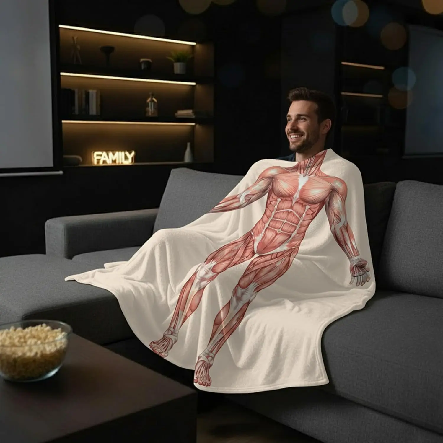 Funny Human Anatomy Muscle Throw Blanket Artistic Organ Diagram Gag Gift For Adults Bedroom Living Room Decor