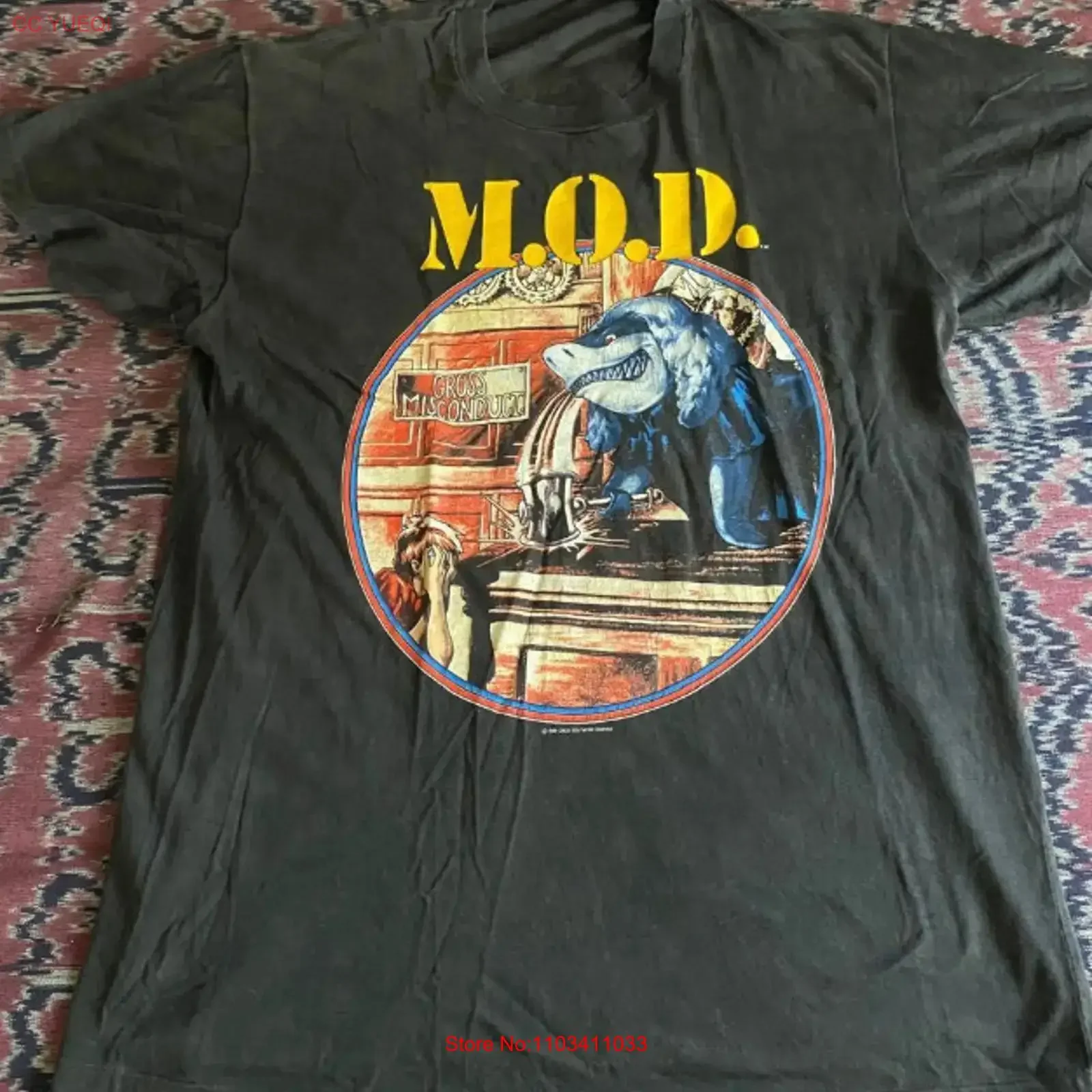 T-shirt M O D METHOD OF DESTRUCTION Gross Misconduct ZA398 vintage délavé homme mode extensible confortable décontracté