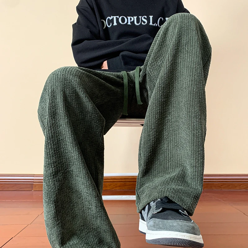 2024 novo outono calças de veludo dos homens streetwear casual em linha reta sweatpant jogger hombre M-5XL