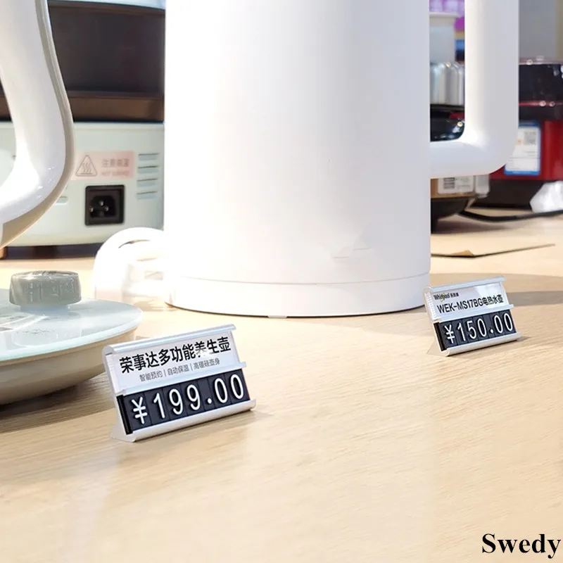 Adjustable Aluminum Number Letter And Metal Base Counter Price Label Card Display Stand Digital Price Cube Tag