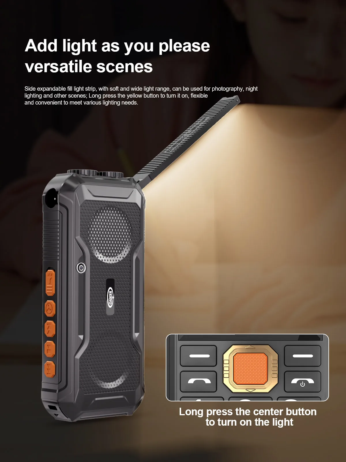 SERVO X7 PRO Multi-Function Mobile Phone Desk Lamp Mini Fan Power Bank Bluetooth Dual SIM 2G Call Recording Magic Voice FM Radio