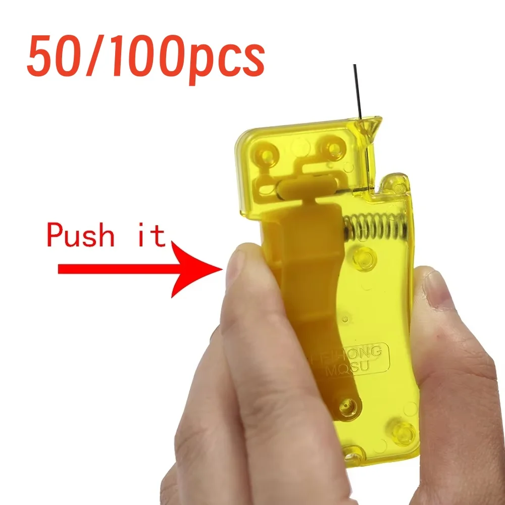 

50/100pcs Automatic Easy Needle Threader Tool Self-Thread Guide Plastic Sewing Accessories Hand Stitching Quick Needle Threading