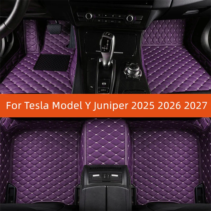 

Кожаный автомобильный коврик на заказ для Tesla Model Y Juniper 2025 2026 2027, автомобильный коврик, аксессуары для интерьера