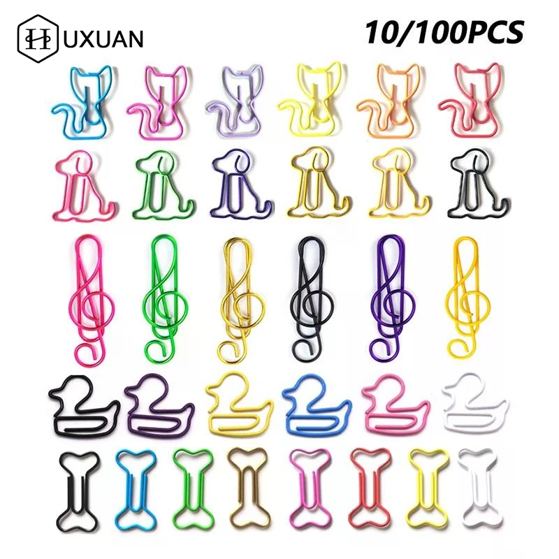 10/100PCS Irregularly Shaped Paperclips With Musical Notes Office Supplies Animal Paperclips Duck Paperclips Colorful Paperclips