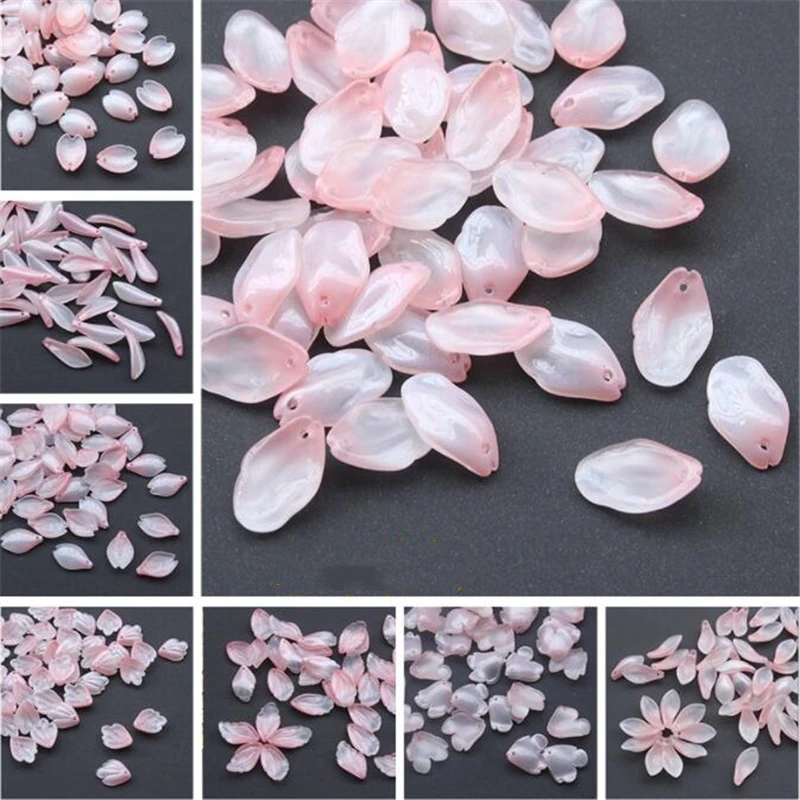 

50pcs/lot new creative glass leaves beads petals connectors for diy earrings hairpin jewelry making accessories