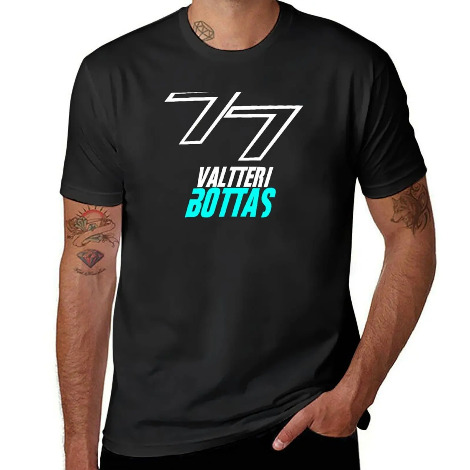 Valtteri Bottas 77 T-Shirt vintage clothes graphics T-shirts for men cotton