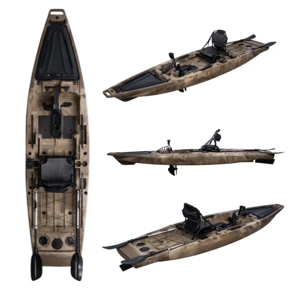 

2024 New Arrival 12. 5FT 3.81M HDPE One Person Single Pedal Drive Kayak Fishing Kayak Boat With Electric Motor CE Certificate