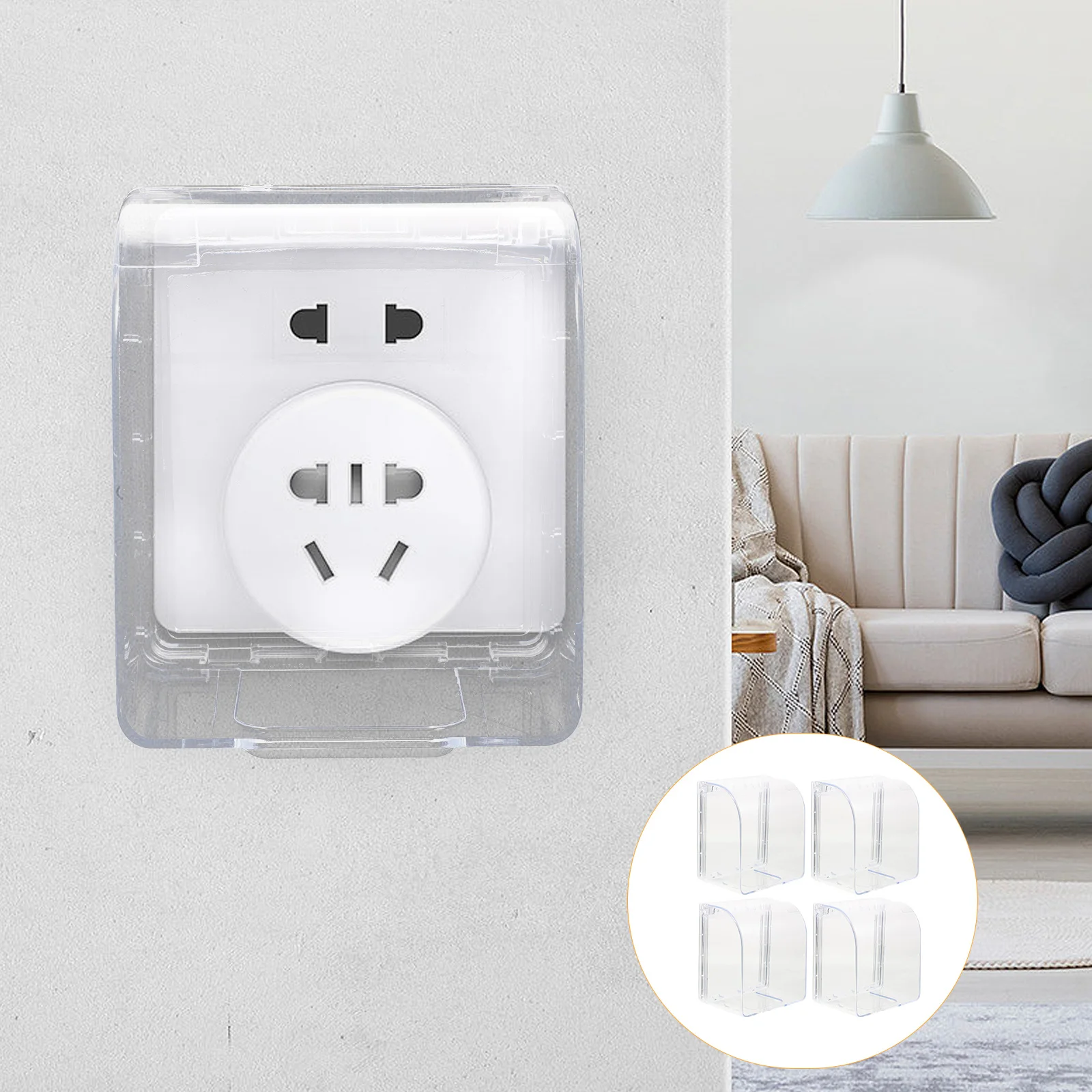 

4Pcs Socket Waterproof Protection Covers Multipurpose Indoor Plug Protector Splashproof Cover for Office Waterproof Cover