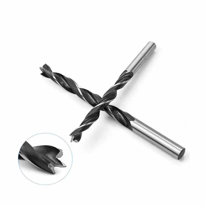 High Carbon Steel Wood Woodworking Tool Round Shank Twist Three Brad Point Drill Bit Positioning Woodworking Bit Twist Drill