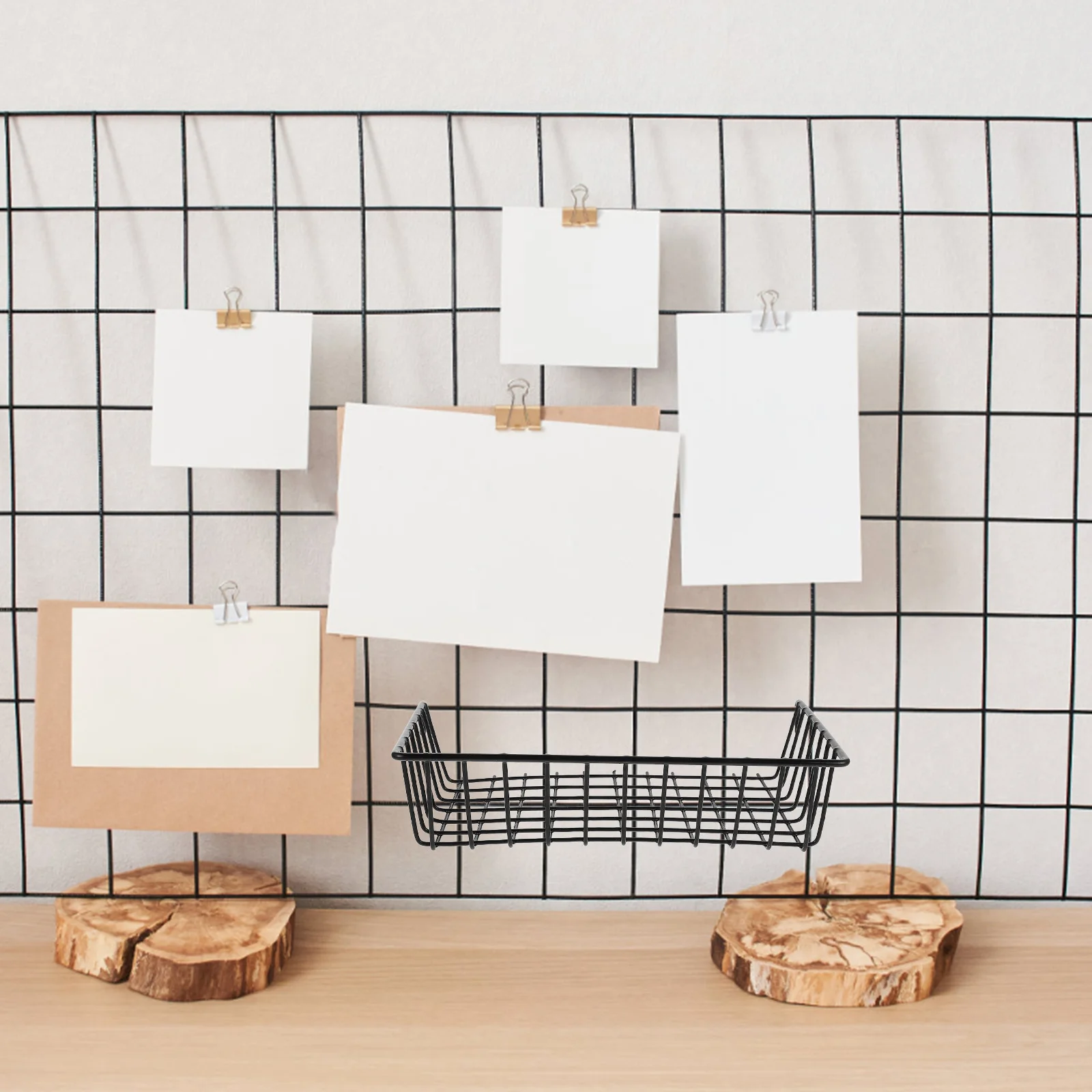 

4Pcs Black Wire Grid Wall Baskets Hanging Hooks Multifunctional Storage Kitchen Garage Office Organizer Grid Wall Hooks