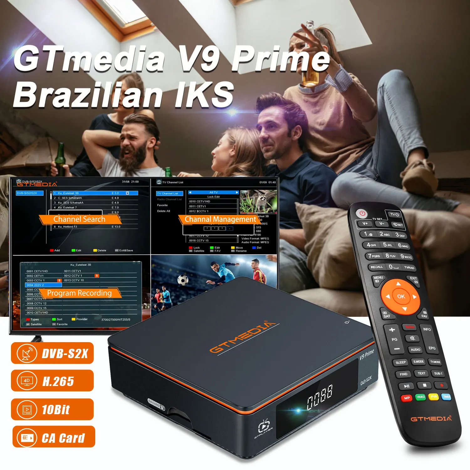 2022 New version GTmedia V9 Prime Satellite Receptor Brasil CH 70.0°W satellite channels Support IKS Not Support SKS Set Top Box