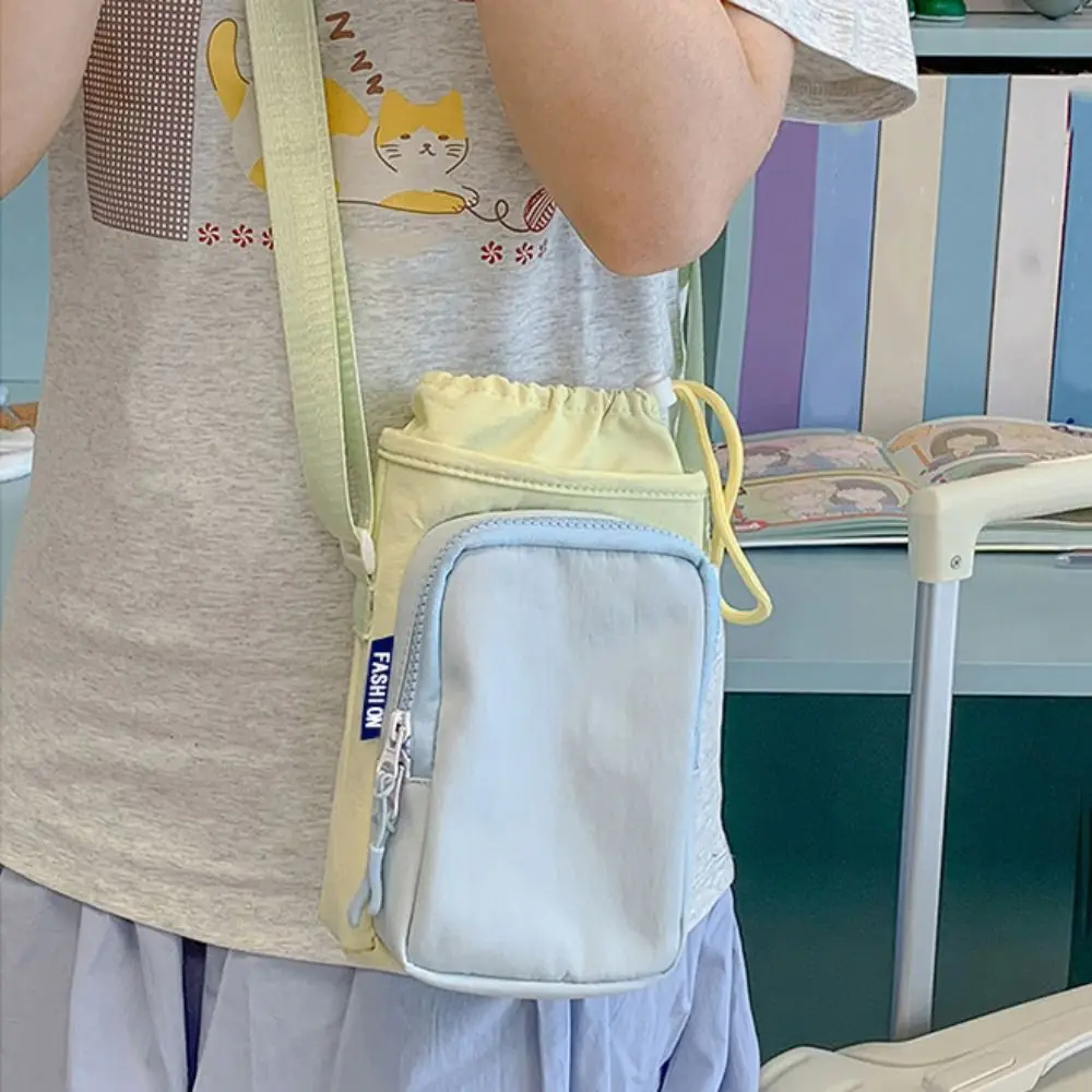 Dopamine Style Water Bottle Bag Hands-Free with Phone Pocket Thermal Mugs Shoulder Bag Lightweight Universal Mobile Phone Pouch