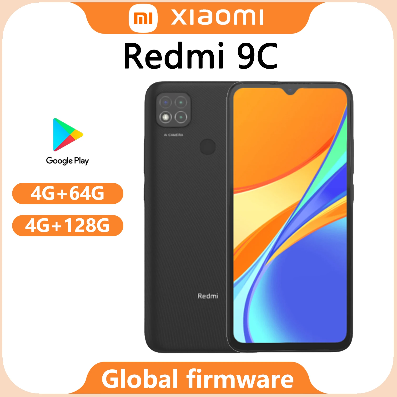 Global firmware Xiaomi Redmi 9C 64GB MediaTek, Helio G35, 6,53 pulgadas, Android 10, cámara de 1 Smartphone used phone