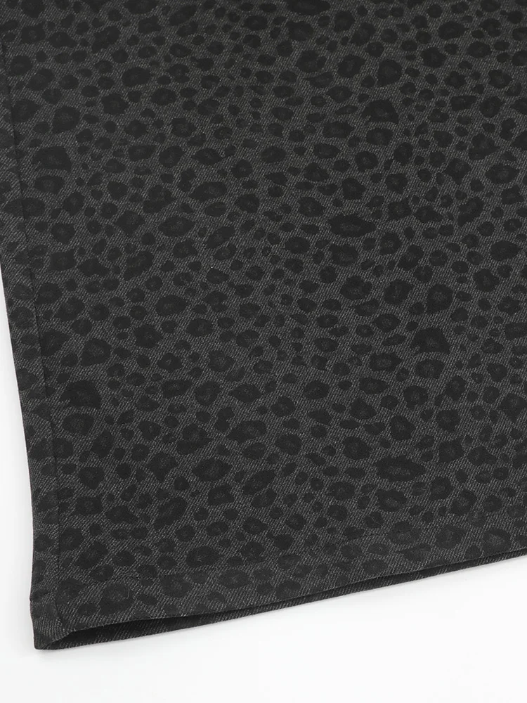 GIBSIE grande taille taille haute laine imprimé léopard pantalons décontractés femmes automne hiver mode coréenne pantalon ample jambe droite