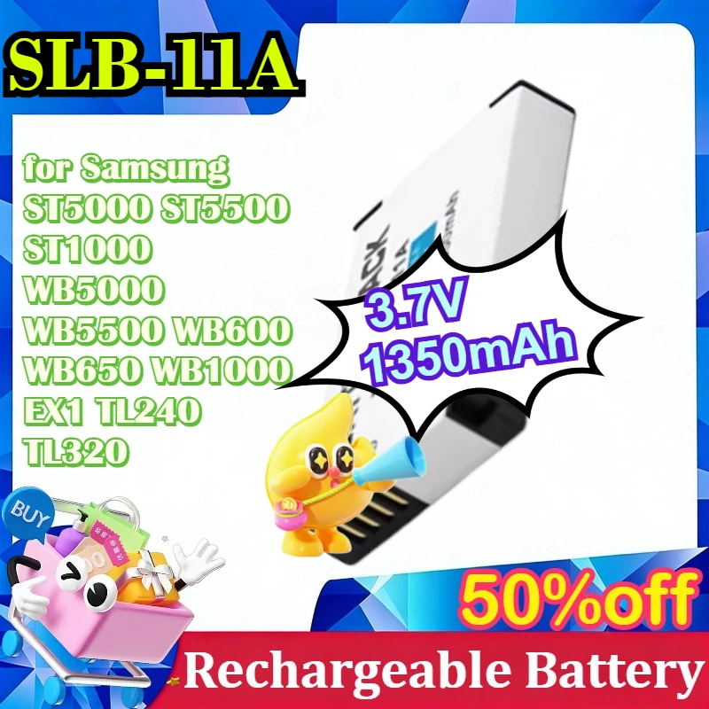 

SLB-11A 3.7V 1350mAh Camera Battery for Samsung ST5000 ST5500 ST1000 WB5000 WB5500 WB600 WB650 WB1000 EX1 TL240 TL320