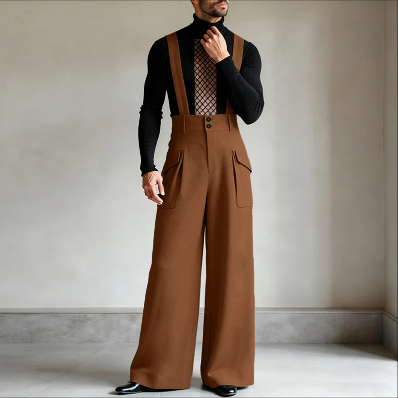 INCERUN Herren-Jumpsuits, einfarbig, ärmellos, lässig, mit Trägern, für Herren, Streetwear, locker, 2026, modische Herren-Overalls, Hosen – Detail 6