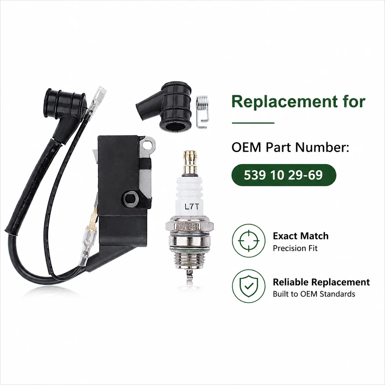 Chainsaw Ignition Coil Magneto Module for 4500 5200 5800 45cc 52cc 58cc Chainsaw, with Spark Plug L7T/BPMR7A Cap Spring