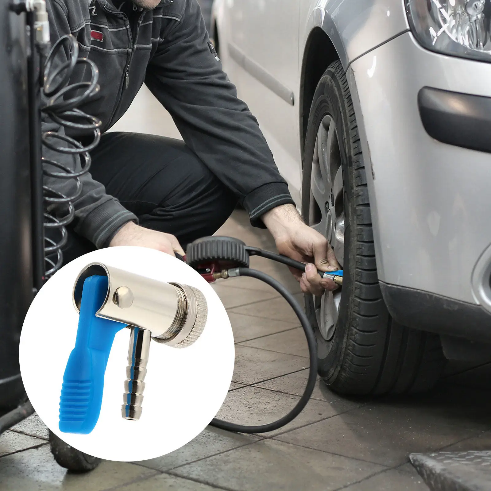 

2Pcs Air Hose Connector Fast Tire Inflator Clip for Car Motorcycle Electric Vehicle Tire Air Chuck Replacement Inflator Clamp