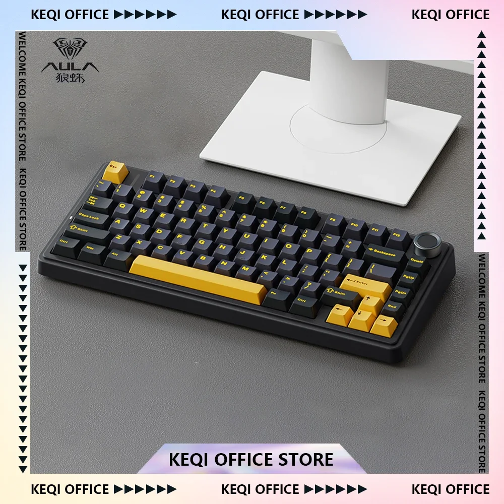 AULA F75 Crescent Axis Mechanical Keyboard Wireless Bluetooth 2.4G 3Mode Hot Swap Gaming Accessories RGB Backlight Keyboard